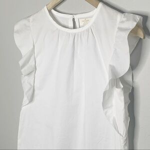 KATE Spade Flutter Sleeve cotton stretch White Top Girls Large